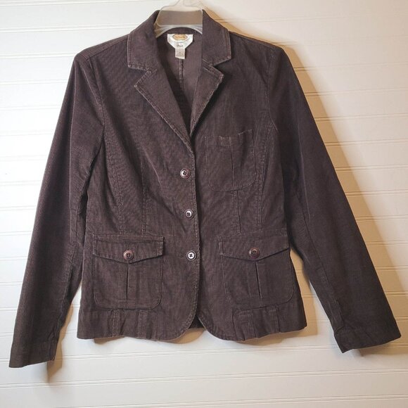 Talbots Blazer Womens Size 6 Brown Corduroy Elbow Patches Academia Preppy - Picture 1 of 11